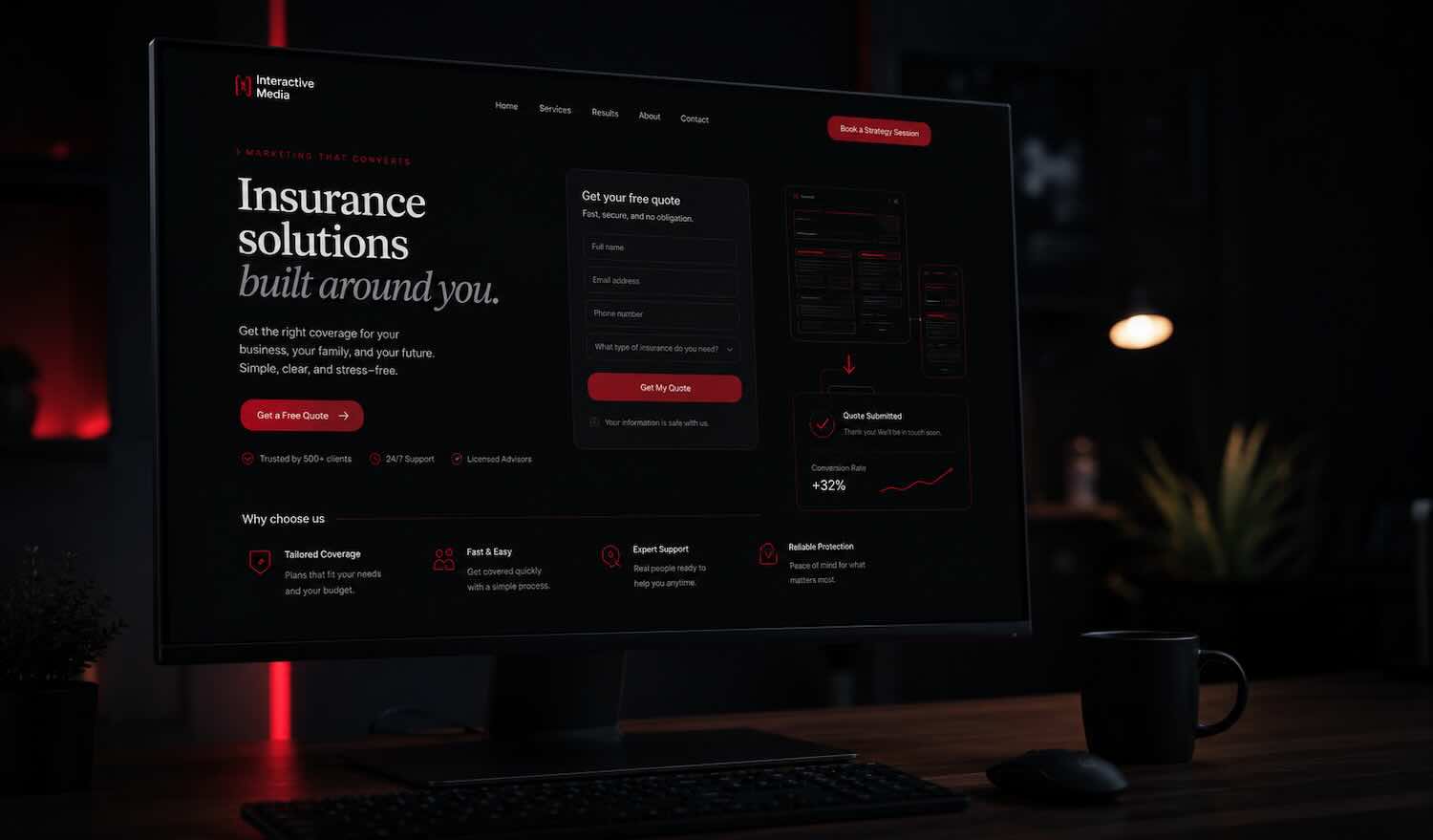 Landing page design optimized for lead conversion